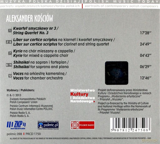 Aleksander Kościów: Muzyka Polska Dzisiaj. Portrety Współczesnych Kompozytorów Polskich [CD]