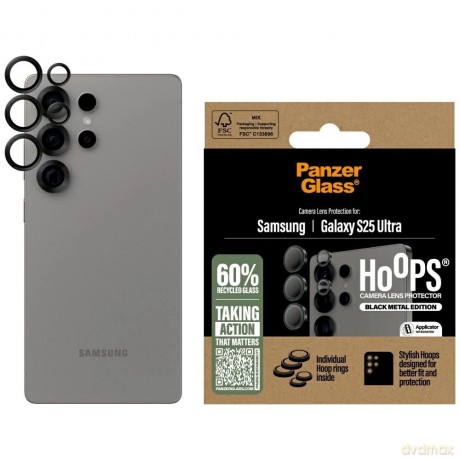 Szkło hartowane na obiektyw PanzerGlass Hoops Lens Protector do Samsung Galaxy S25 Ultra czarny