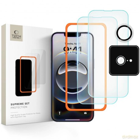 Szkło hartowane Tech-Protect Supreme Set 3-Pack na iPhone 16e - przezroczyste