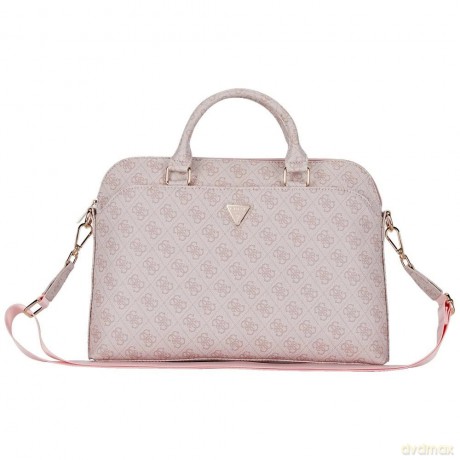 Torba Guess 4G Zipper Pocket Triangle Logo na laptopa 15" - różowa