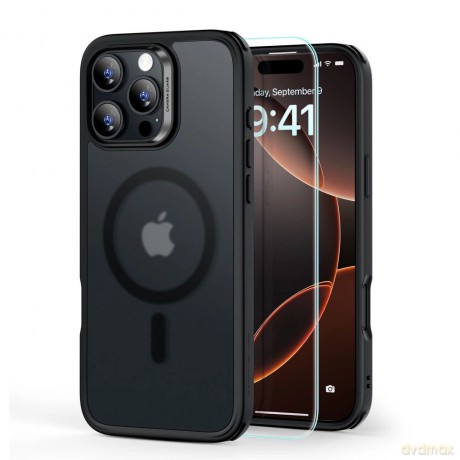 Zestaw etui ESR Classic Hybrid Halolock MagSafe + szkło hartowane na iPhone 16 Pro Max - półprzezroczyste z czarną ramką