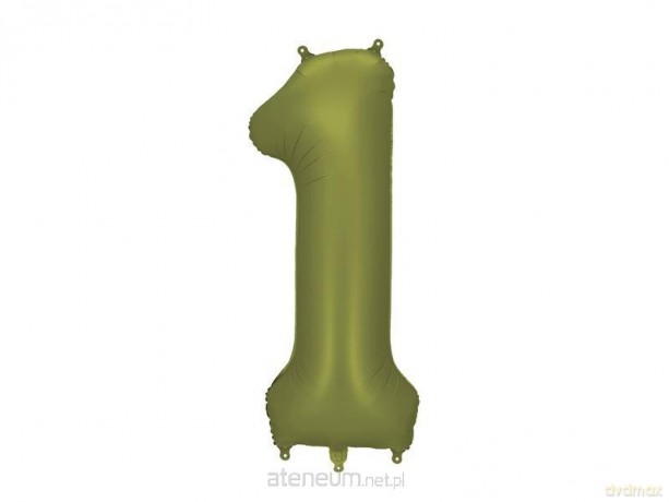 Balon foliowy cyfra 1 86cm oliwkowy