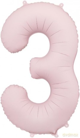 Balon foliowy cyfra 3 86cm jasny różowy