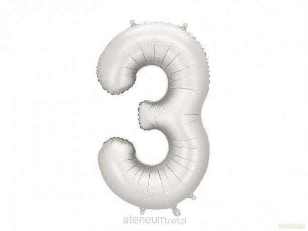 Balon foliowy cyfra 3 86cm srebrny