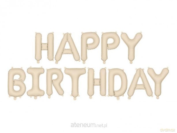 Balon foliowy Happy Birthday 340x35cm beż