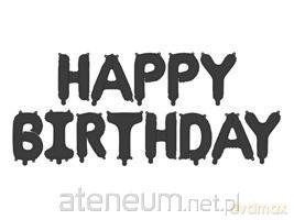 Balon foliowy Happy Birthday 340x35cm czarny