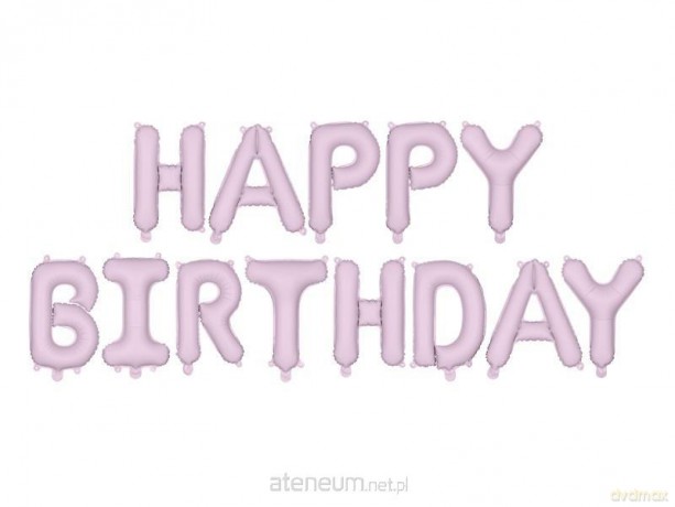 Balon foliowy Happy Birthday 340x35cm fiolet