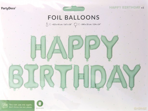 Balon foliowy Happy Birthday 340x35cm zieleń