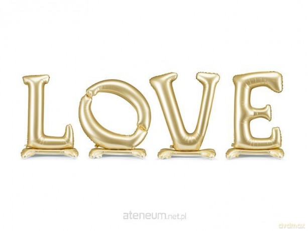 Balon foliowy stojący napis LOVE 350x114cm złoty