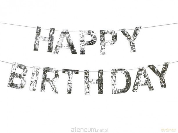 Baner Happy Birthday srebrny 2.2m