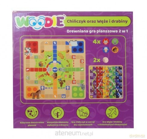 Gra drewniana 2w1 Chińczyk/Węże i drabiny Woodie [GRA PLANSZOWA]