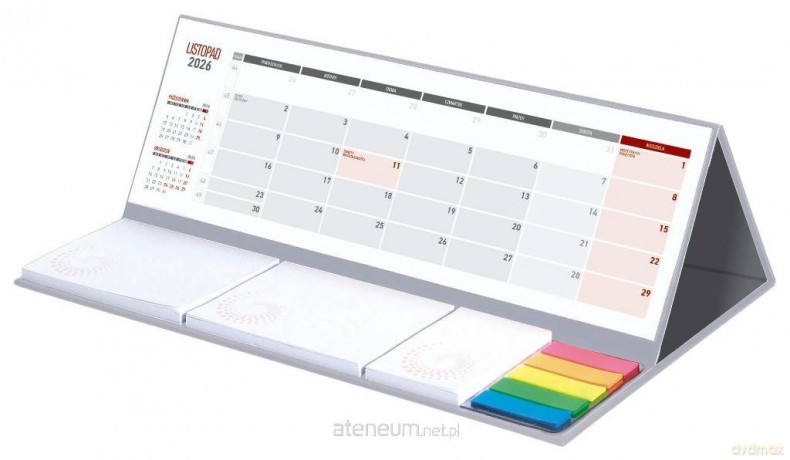 Kalendarz 2026 z notesem szary [KALENDARZ]