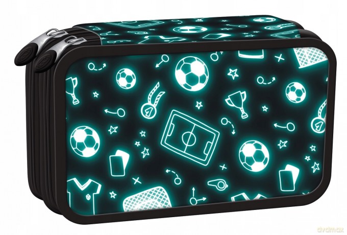 Piórnik podwójny z wyposażeniem PC4 Neon Football