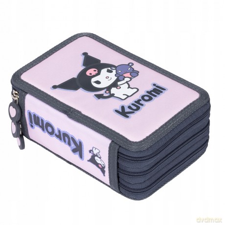 Piórnik potrójny z wyposażeniem Kuromi pink
