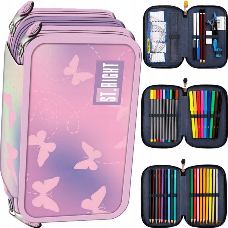 Piórnik potrójny z wyposażeniem PC5 Pink Butterfl