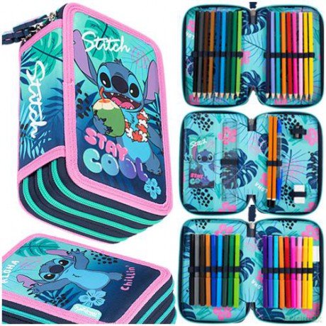 Piórnik potrójny z wyposażeniem Stitch Stay cool