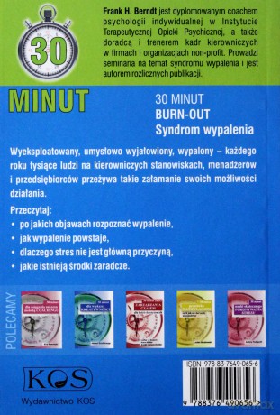 30 minut BURN-OUT. Syndrom wypalenia - Frank H. Berndt [KSIĄŻKA]