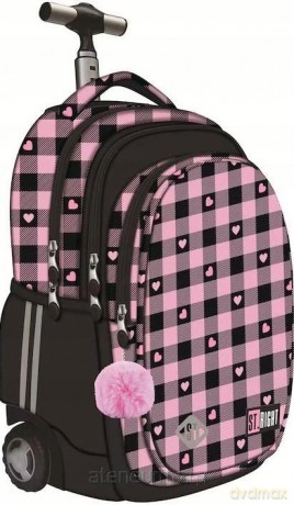 Plecak na kółkach 4 komorowy TB1 Pink Checkered