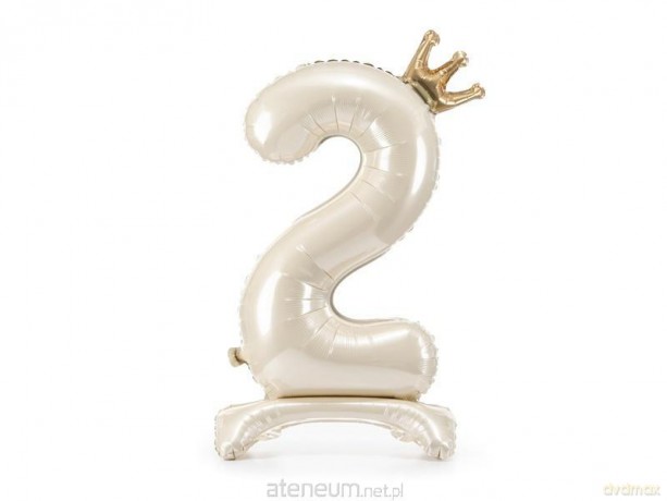 Stojący balon foliowy cyfra 2 84cm jasny krem