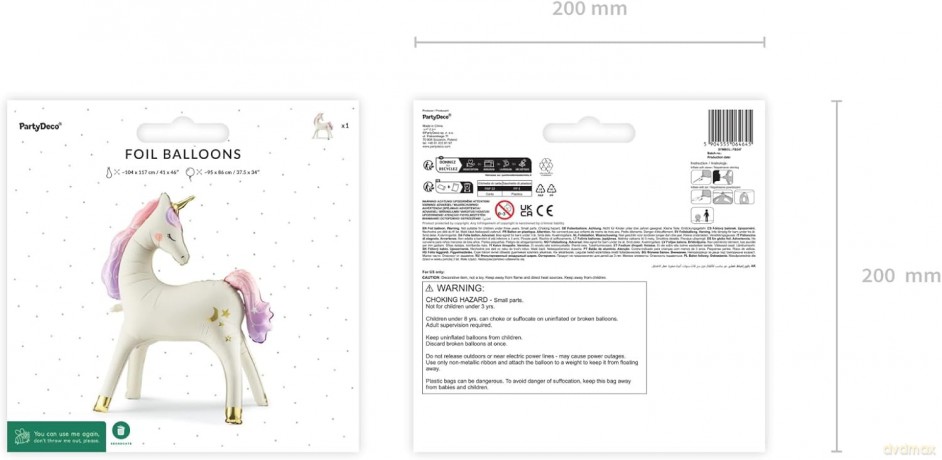 Stojący balon foliowy Jednorożec 95x86cm