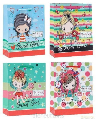 Torebka ozdobna brokat 26x32x10cm mix ROZETTE