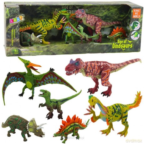 Zestaw figurek Dinozaury ruchome nogi paszcze 6szt [FIGURKA]