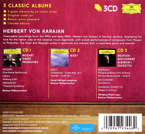 Herbert Von Karajan: 3 Classic Albums: Mozart, Bizet, Respighi [3CD]