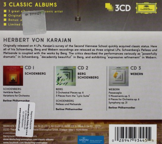 Herbert Von Karajan: 3 Classic Albums: Schoenberg, Berg, Webern [3CD]