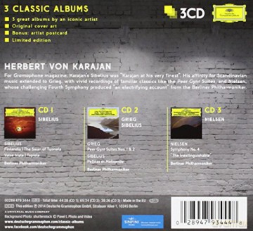 Herbert Von Karajan: 3 Classic Albums: Sibelius, Grieg, Nielsen [3CD]