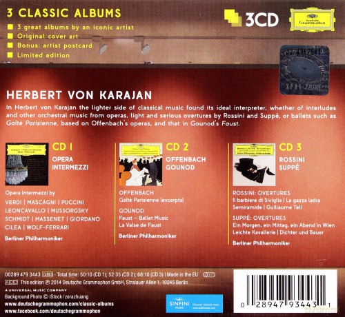 Herbert Von Karajan: 3 Classic Albums:Opera Intermezzi, Offenbach, Von Suppe [3CD]
