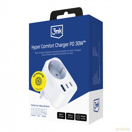 3mk Comfort Charger GaN 30W QC PD PPS 2C1A1S White