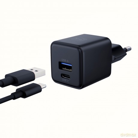 3mk Hyper GaN Charger 20W QC4+ PD PPS USB 1A1C Black EU