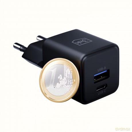3mk Hyper GaN Charger 20W QC4+ PD PPS USB 1A1C Black EU