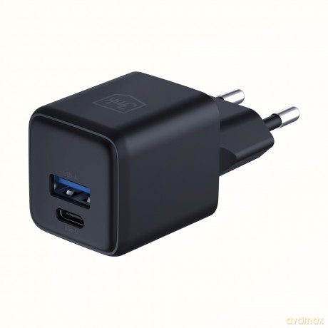 3mk Hyper GaN Charger 20W QC4+ PD PPS USB 1A1C Black EU