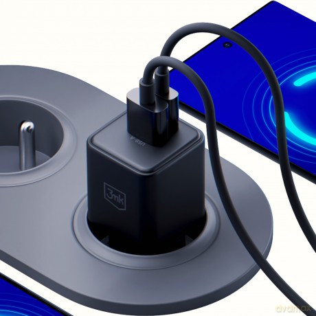 3mk Hyper GaN Charger 20W QC4+ PD PPS USB 1A1C Black EU