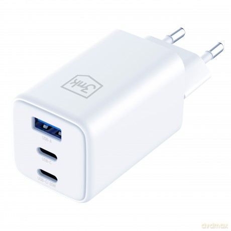 3mk Hyper GaN Charger 65W QC4+ PD PPS USB 1A2C White EU
