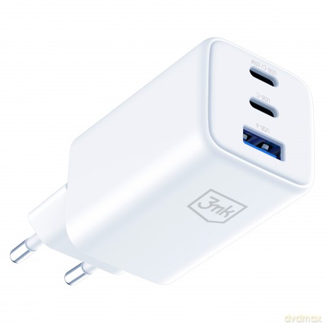 3mk Hyper GaN Charger 65W QC4+ PD PPS USB 1A2C White EU