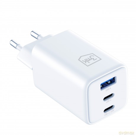 3mk Hyper GaN Charger 65W QC4+ PD PPS USB 1A2C White EU