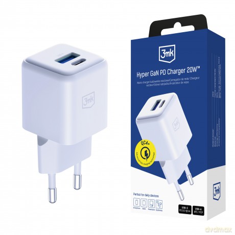 Accessories -3mk Hyper GaN Charger 20W QC4+ PD PPS USB 1A1C White EU