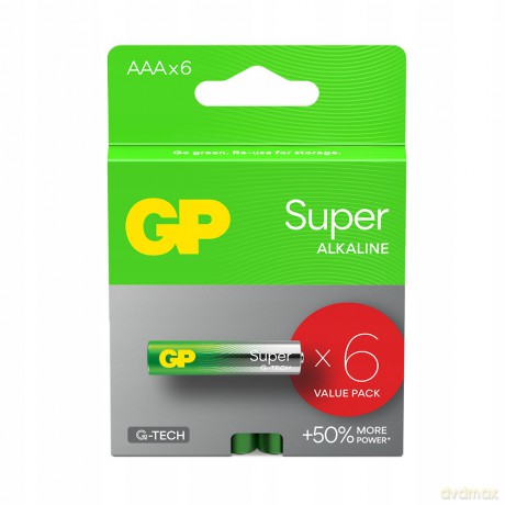 Baterie alkaliczne LR03/AAA GP SUPER 6szt. (G-TECH)