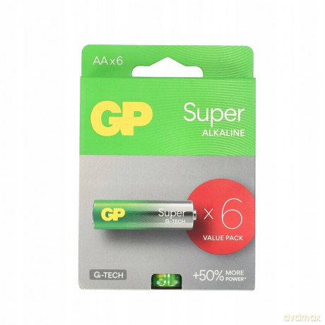 Baterie alkaliczne LR6/AA GP SUPER 6szt.(G-TECH)