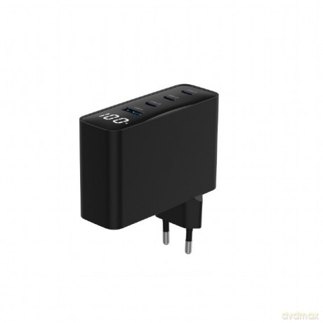 Ładowarka uniwersalna 100W GaN 1xUSB-A 3xUSB-C szybkie ładowanie LCD czarna