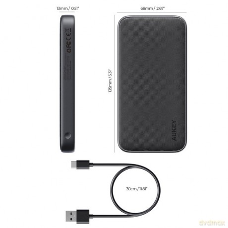PB-Y46 Power Bank | 10000 mAh | 15W | 2xUSB | LED | kabel USB-C