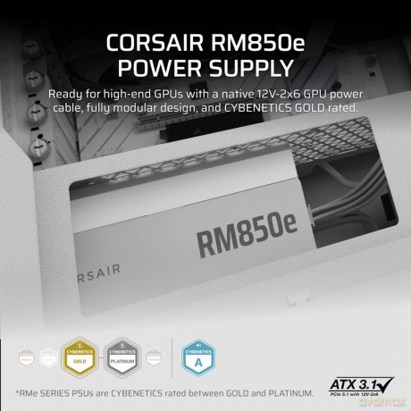Zasilacz RM850e WHITE 80+GOLD F.MODULAR ATX 3.1