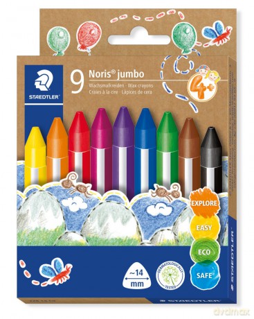 Kredki woskowe trójkątne Jumbo Noris 9 kolorów Staedtler