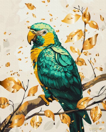 Malowanie po numerach BRUSHME 40x50 cm Szmaragdowa Papuga