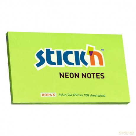 Notes samoprzylepny 127x76mm zielony neon 100 kartek