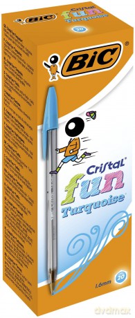 Paczka Długopis BIC Cristal Fun 1.6mm turkusowy 20szt.