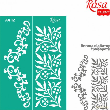 Szablon samoprzylepny wielokrotnego użytku ornamenty roślinne 21x29.7 cm