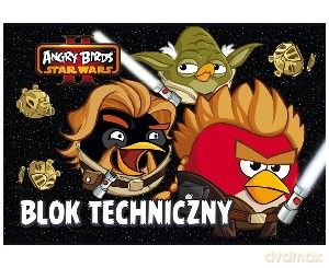 Blok techniczny z białymi kartkami A4, Angry Birds Star Wars II, 10 kartek UNIPAP [SZKOŁA]